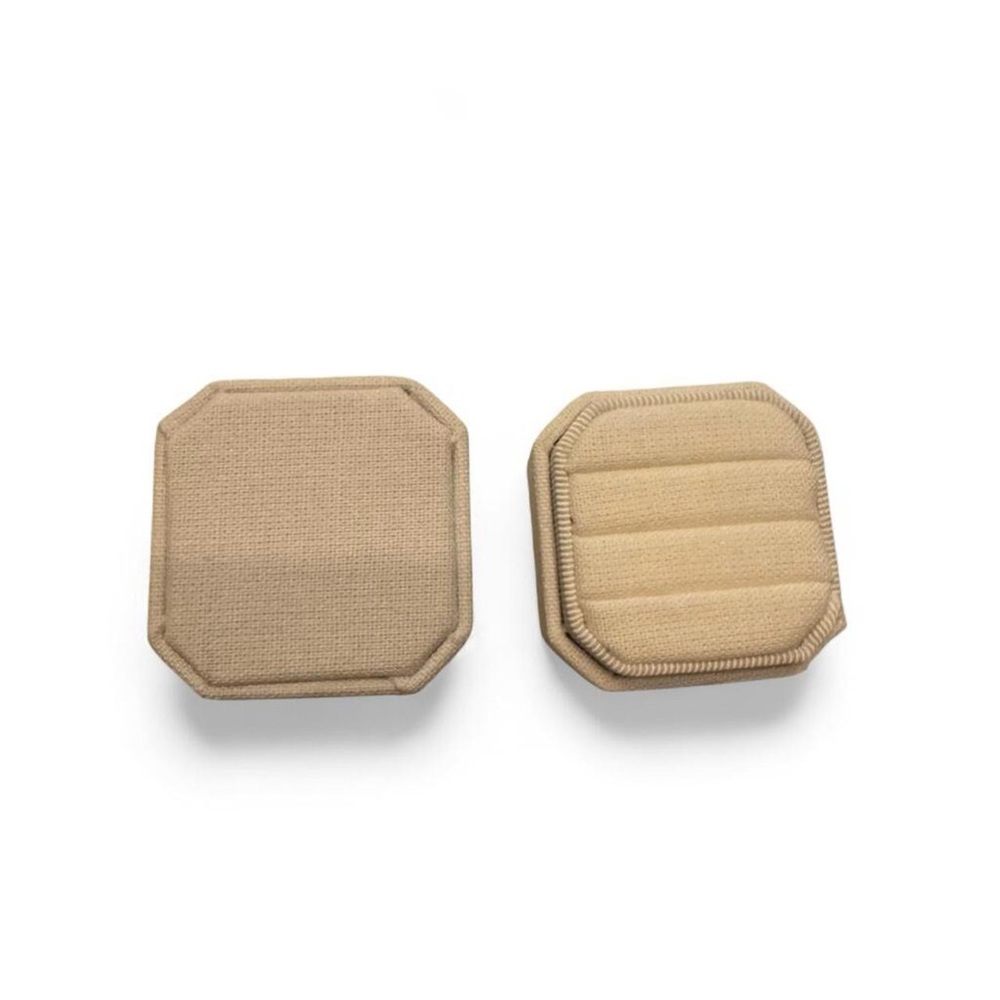 Ivory Linen Wedding Ring Box - Picture 5 of 6